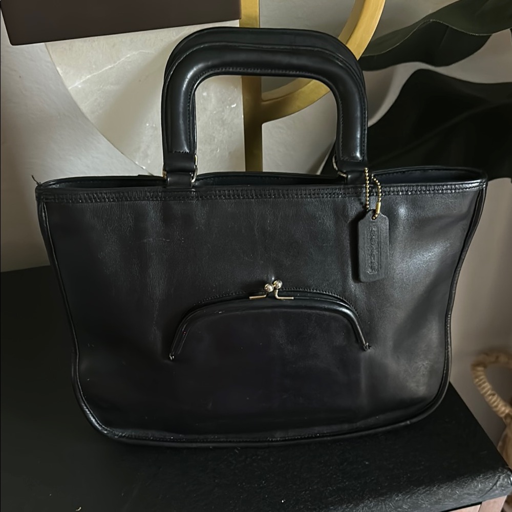 Black vintage coach Leather Handbag